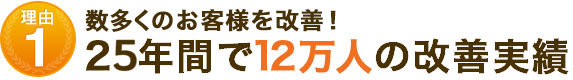 理由1:数多くのお客様を改善!25年間で12万人の改善実績
